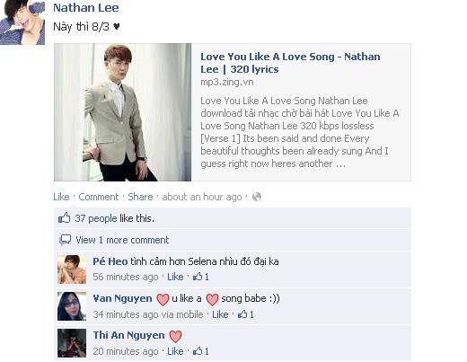 Ca sĩ Nathan Lee dành tặng ca khúc Love You Like A Love Song dành cho các fan nữ ngày 8/3.